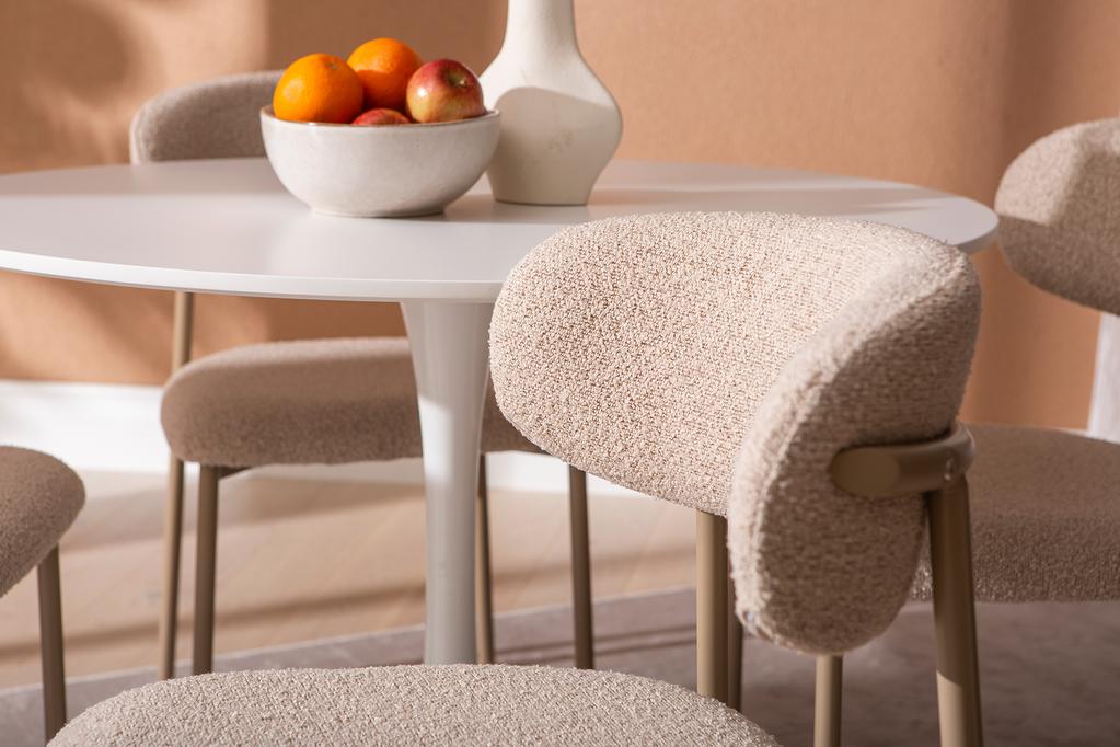 Apollo & Bow söögilauakomplekt ümar 100cm neljale, valge/khaki