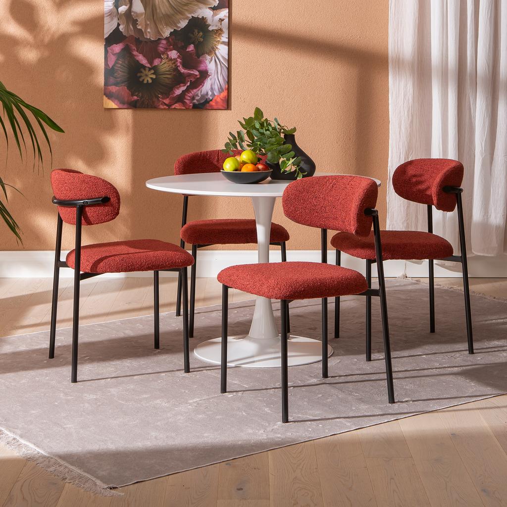 Apollo & Bow söögilauakomplekt ümar 100cm neljale, valge/punane