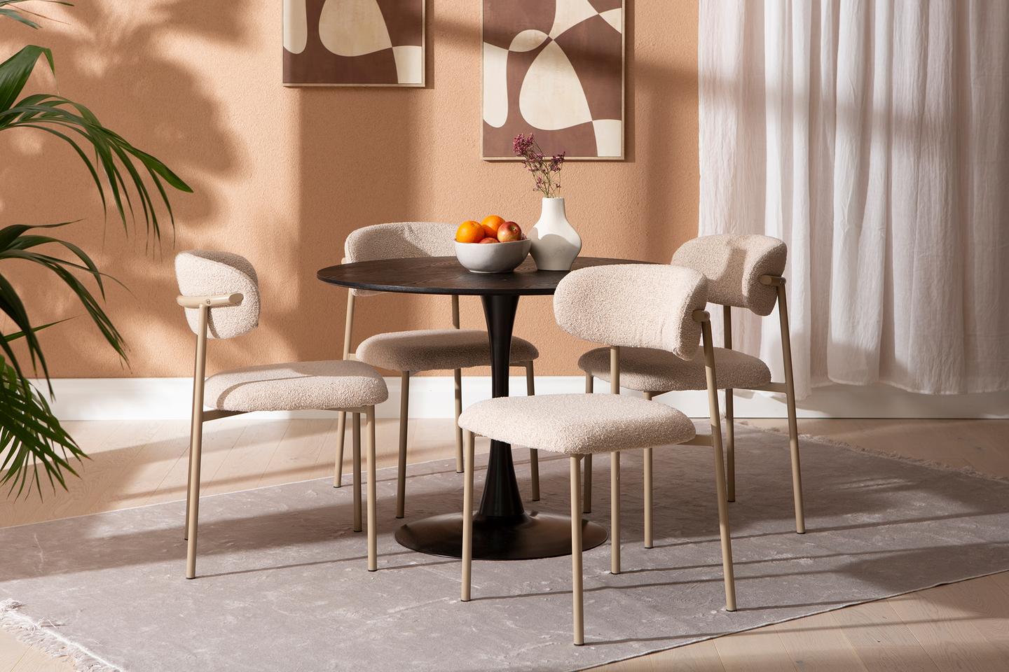 Apollo & Bow söögilauakomplekt ümar 100cm neljale, must/khaki