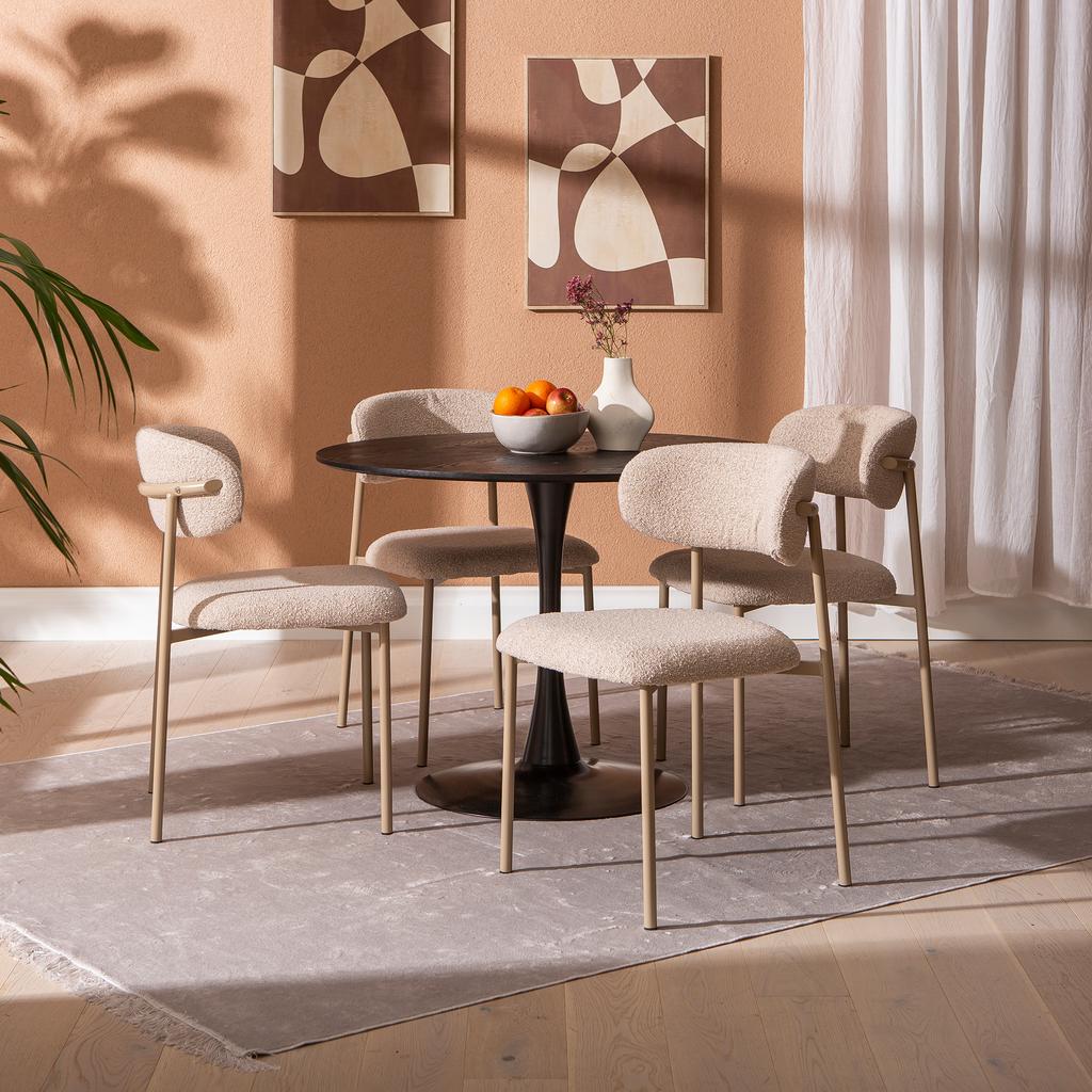 Apollo & Bow söögilauakomplekt ümar 100cm neljale, must/khaki