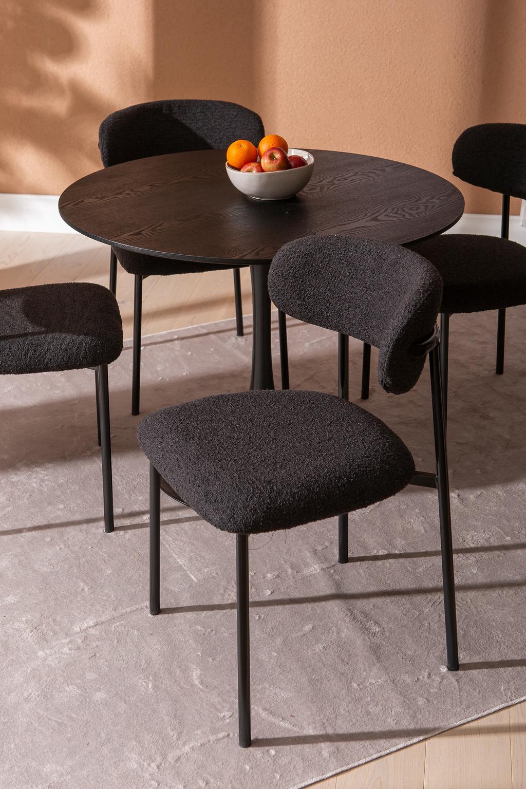 Apollo & Bow söögilauakomplekt ümar 100cm neljale, must/must