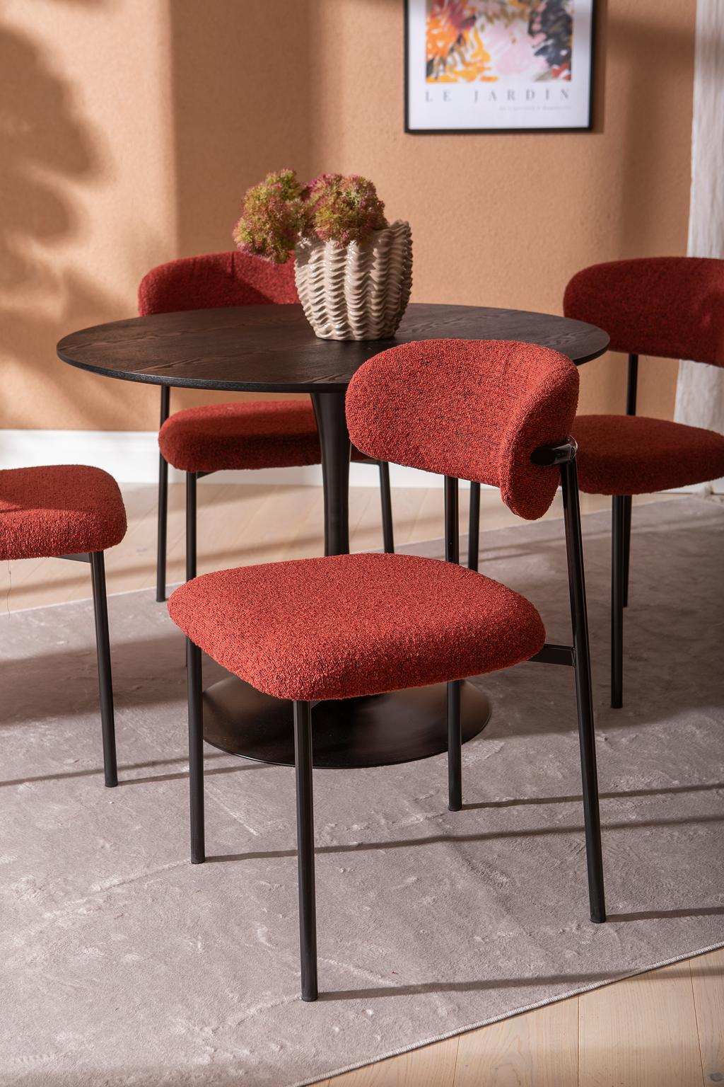 Apollo & Bow söögilauakomplekt ümar 100cm neljale, must/punane