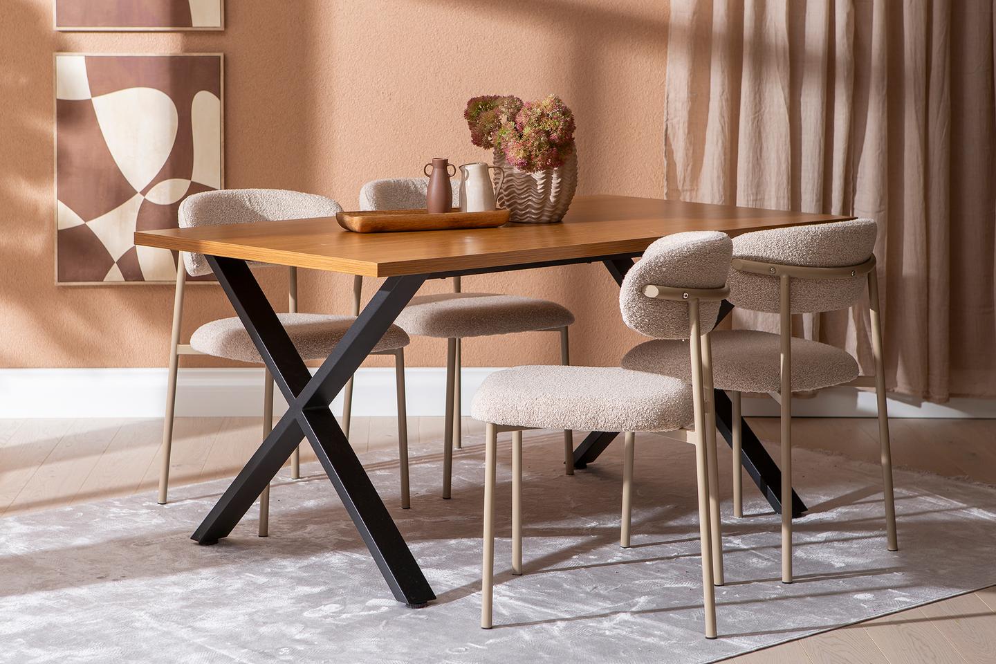 Cenni & Bow söögilauakomplekt 160x90cm neljale, tamm (melamiin) / khaki