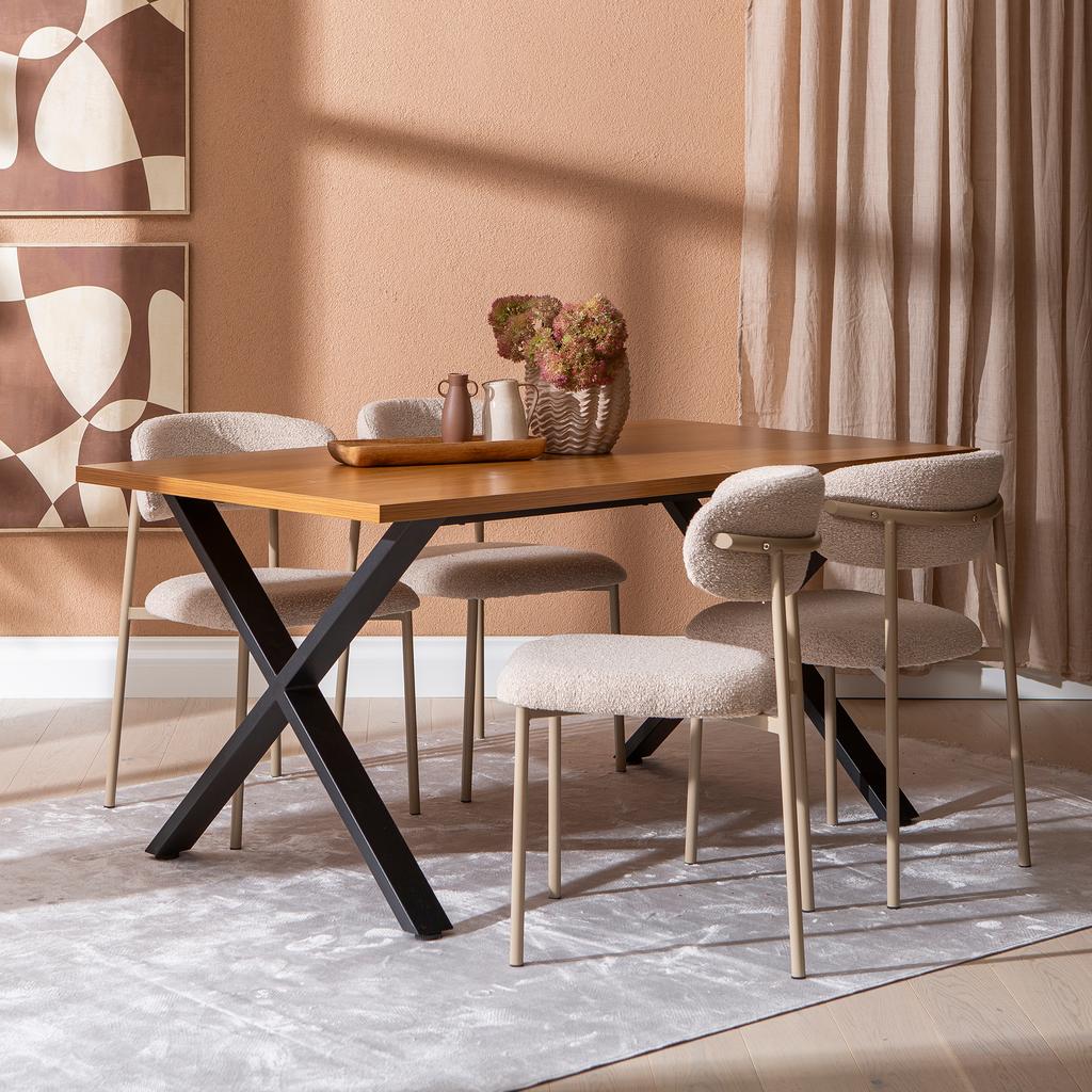 Cenni & Bow söögilauakomplekt 160x90cm neljale, tamm (melamiin) / khaki