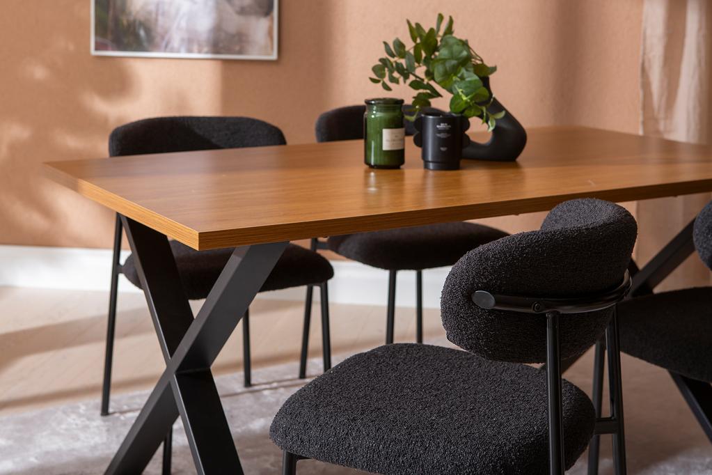 Cenni & Bow söögilauakomplekt 160x90cm neljale, tamm (melamiin) / must