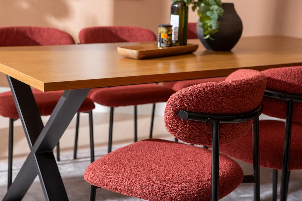 Cenni & Bow söögilauakomplekt 160x90cm neljale, tamm (melamiin) / punane