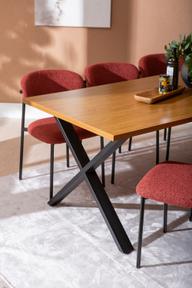 Pisipilt: Cenni & Bow söögilauakomplekt 160x90cm neljale, tamm (melamiin) / punane