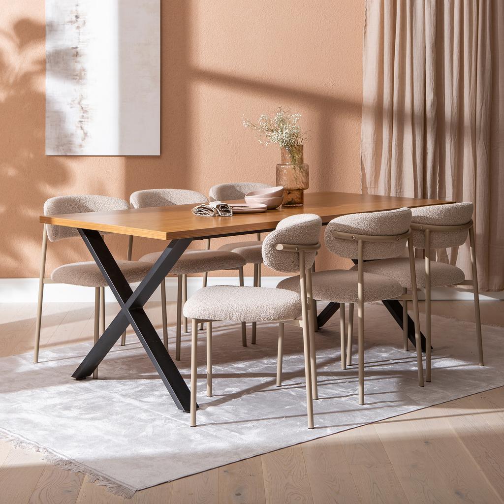 Cenni & Bow söögilauakomplekt 190x90cm kuuele, tamm (melamiin) / khaki