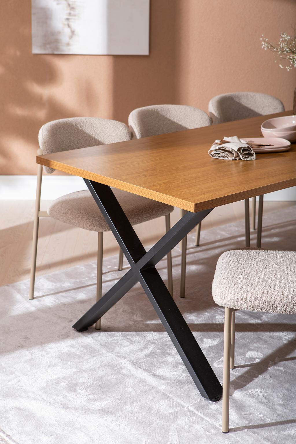 Cenni & Bow söögilauakomplekt 190x90cm kuuele, tamm (melamiin) / khaki