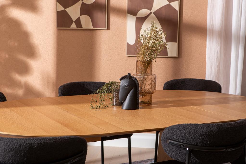 Metz & Bow söögilauakomplekt ovaalne/pikendatav 120/160/200x120cm kuuele, spoonitud natural tamm / must