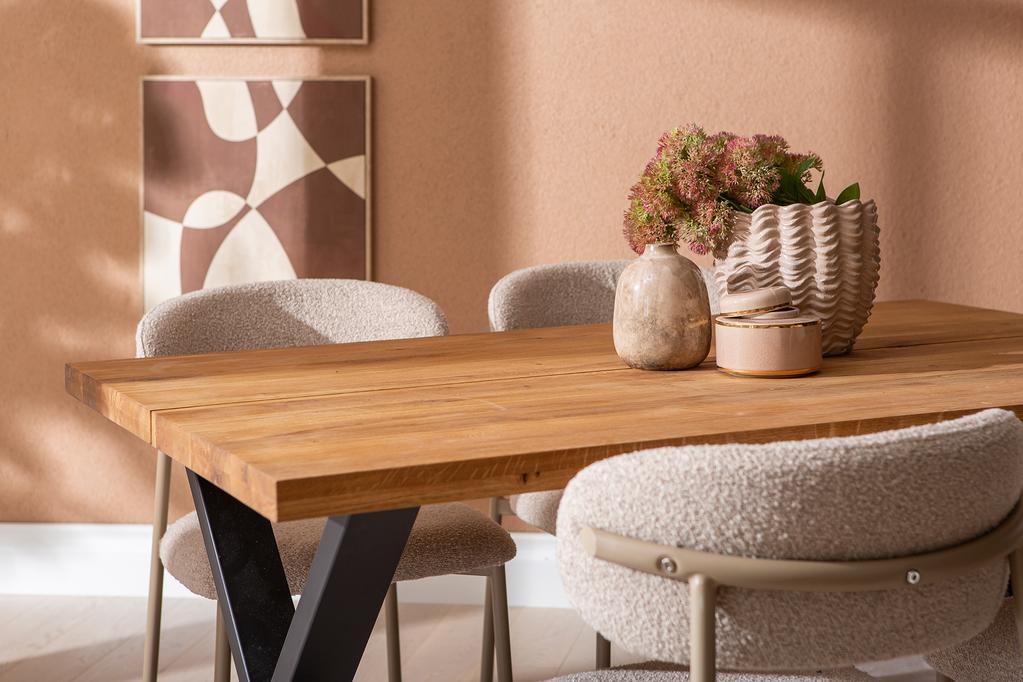 Isla & Bow söögilauakomplekt 140x95 neljale x-jalg, õlitatud tamm / khaki