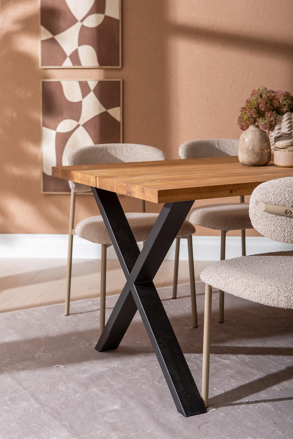 Isla & Bow söögilauakomplekt 140x95 neljale x-jalg, õlitatud tamm / khaki