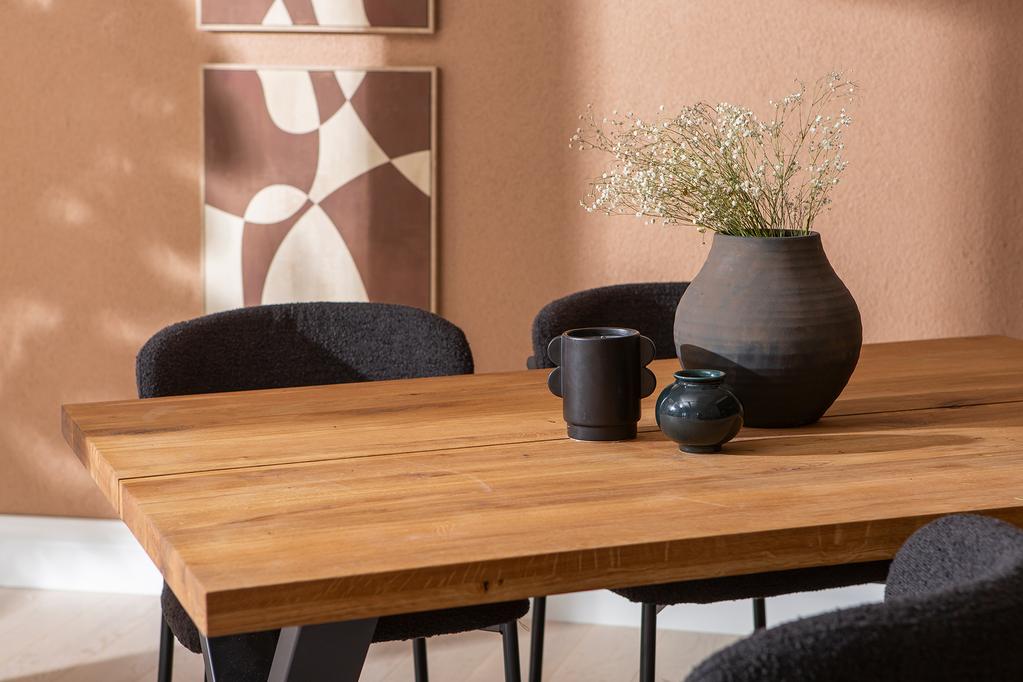 Isla & Bow söögilauakomplekt 140x95 neljale x-jalg, õlitatud tamm / must