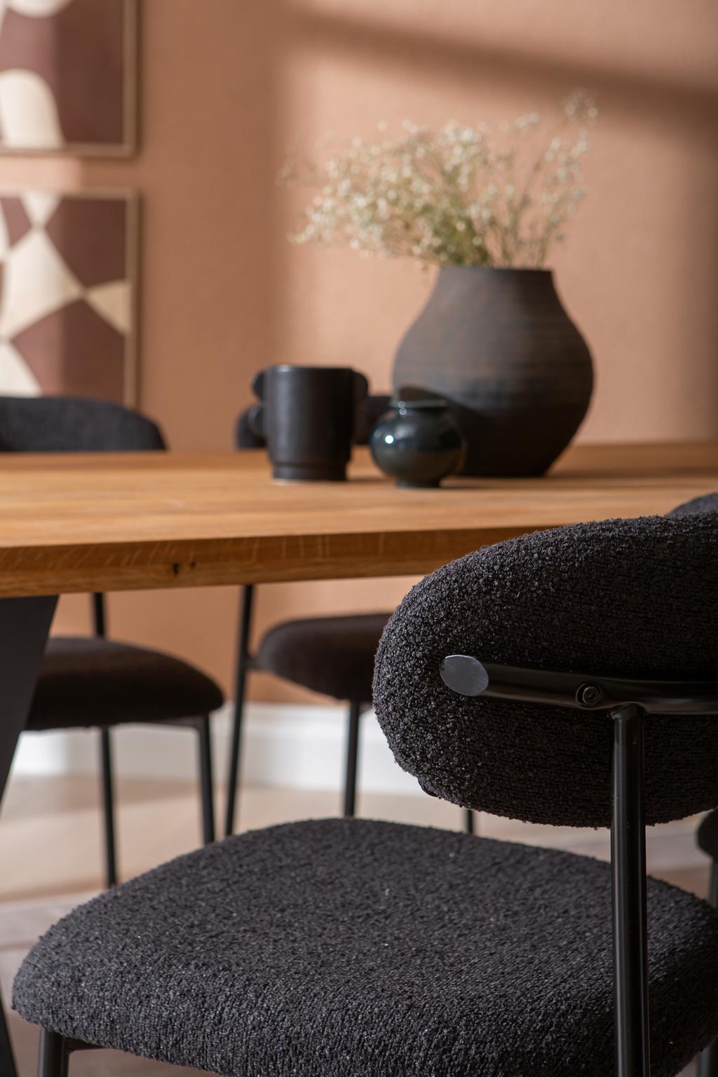 Isla & Bow söögilauakomplekt 140x95 neljale x-jalg, õlitatud tamm / must