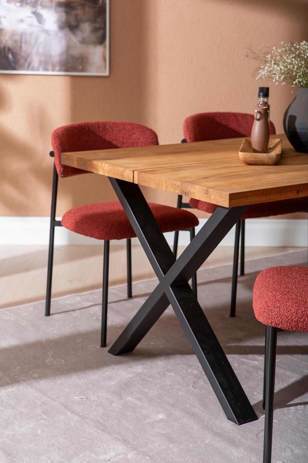 Isla & Bow söögilauakomplekt 140x95 neljale x-jalg, õlitatud tamm / punane