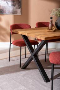 Pisipilt: Isla & Bow söögilauakomplekt 140x95 neljale x-jalg, õlitatud tamm / punane