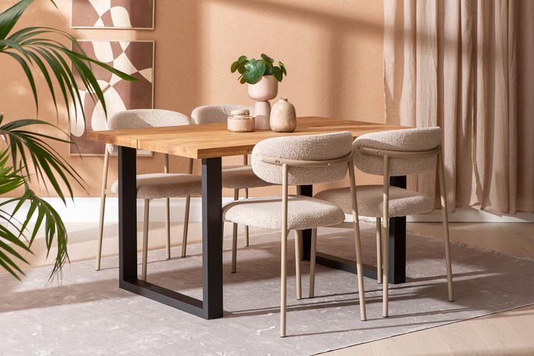 Isla & Bow söögilauakomplekt 140x95 neljale u-jalg, õlitatud tamm / khaki