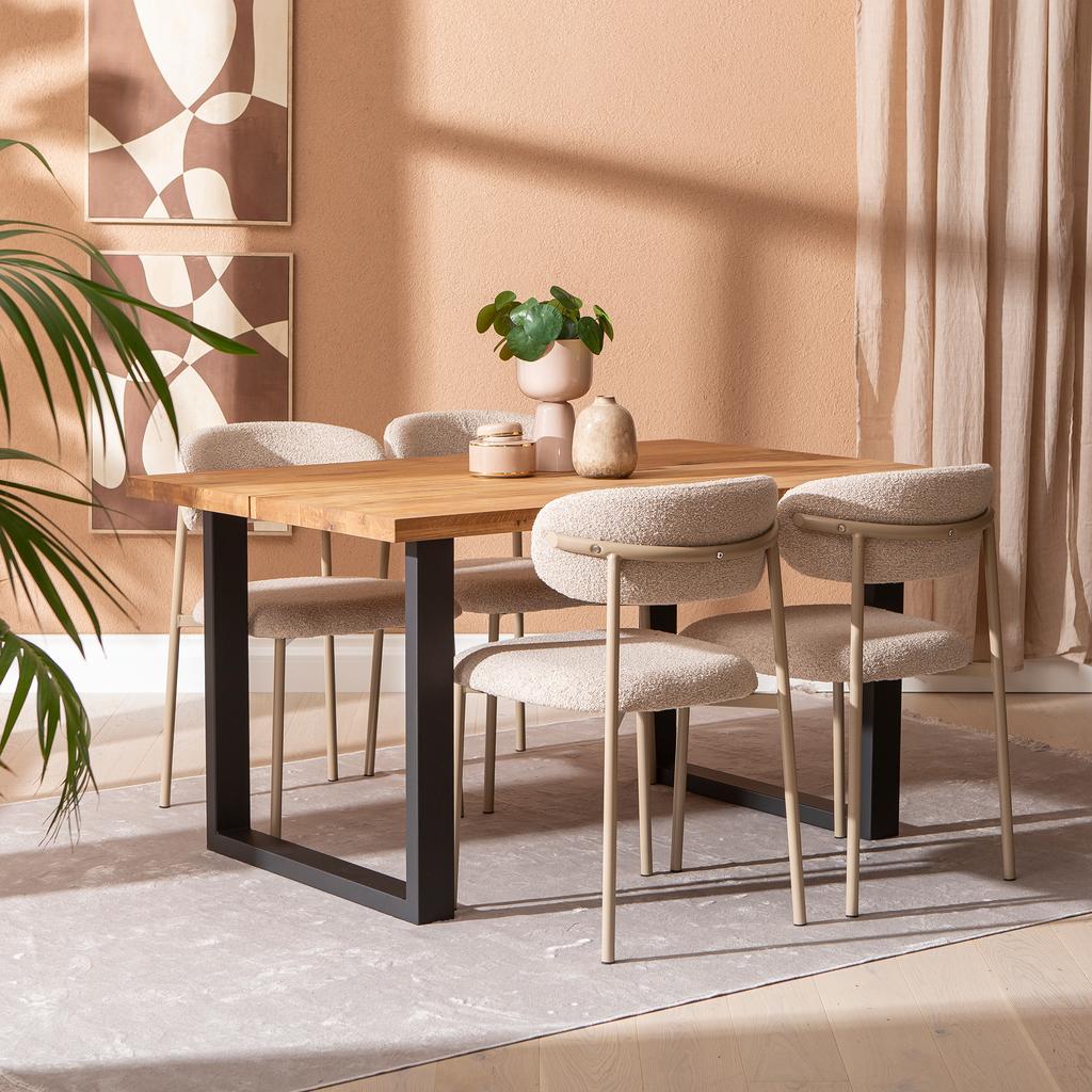 Isla & Bow söögilauakomplekt 140x95 neljale u-jalg, õlitatud tamm / khaki