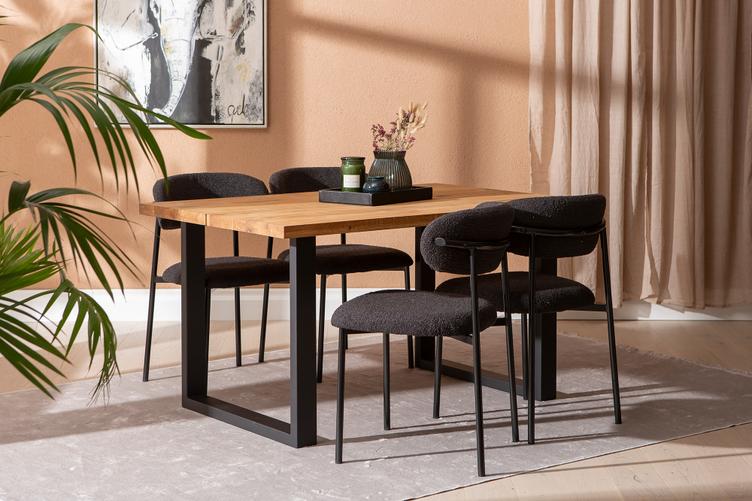 Isla & Bow söögilauakomplekt 140x95 neljale u-jalg, õlitatud tamm / must