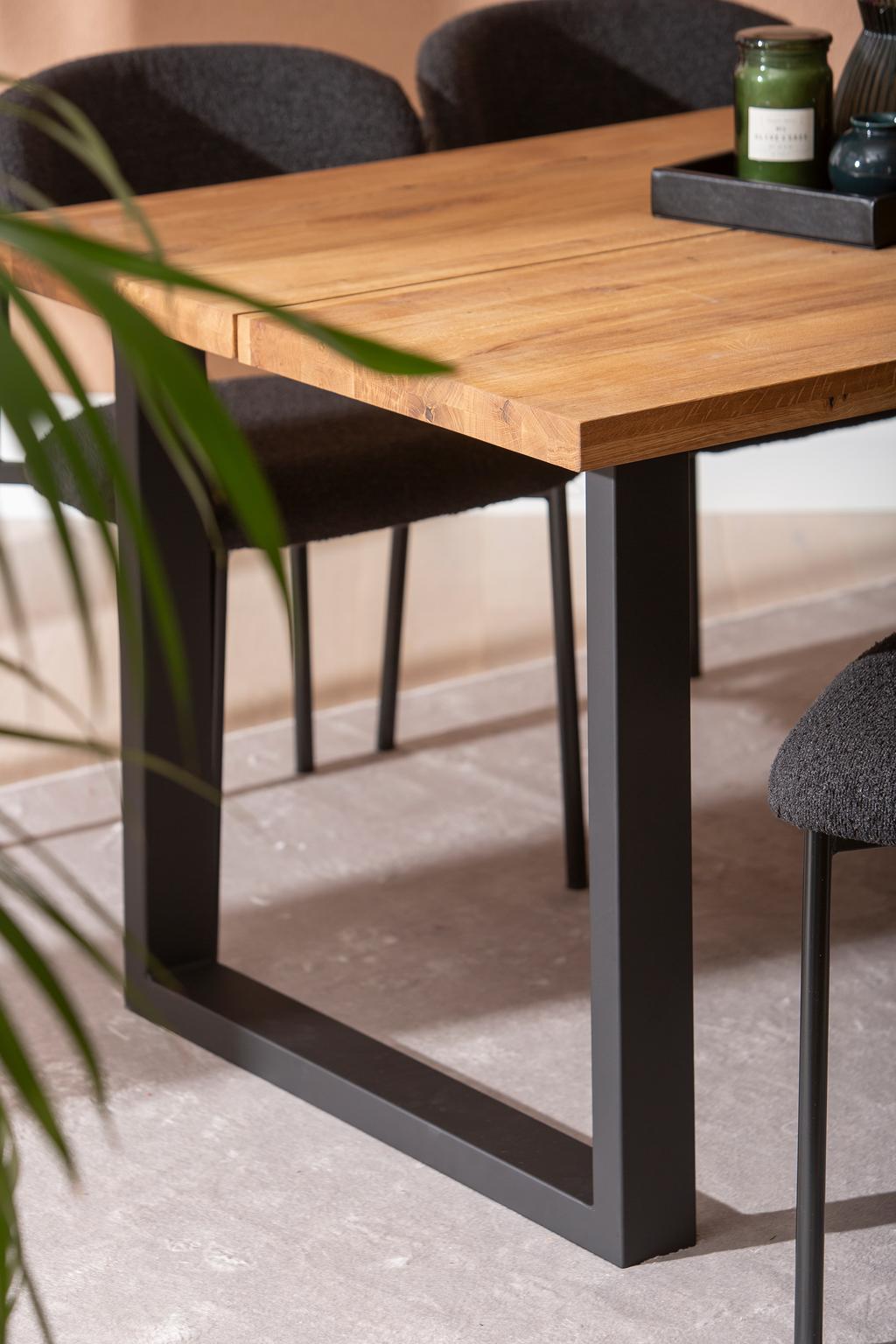 Isla & Bow söögilauakomplekt 140x95 neljale u-jalg, õlitatud tamm / must