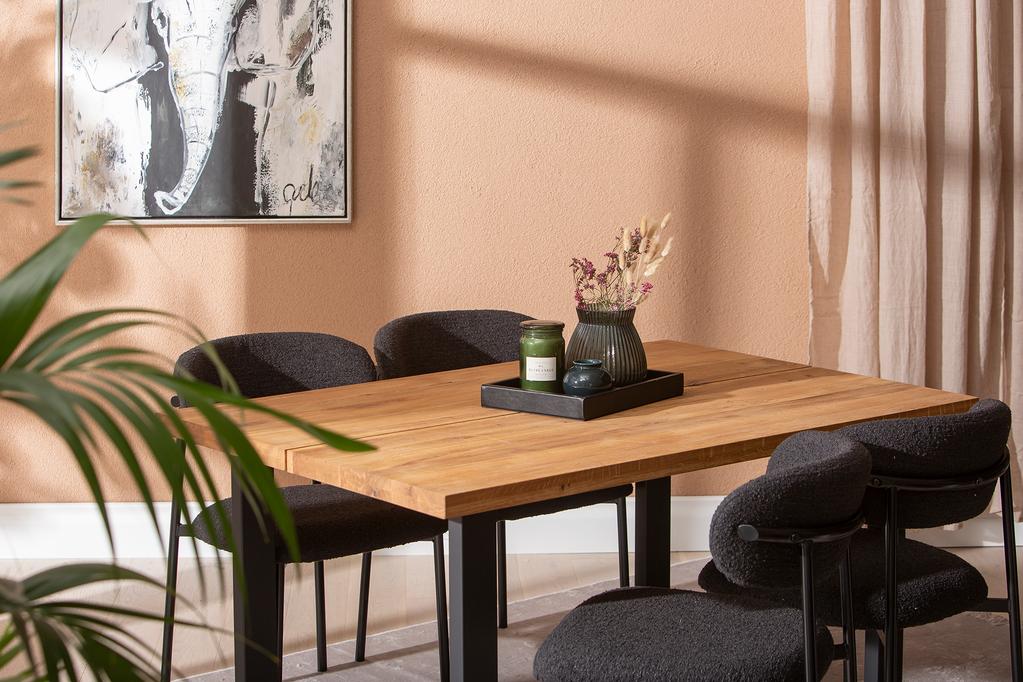 Isla & Bow söögilauakomplekt 140x95 neljale u-jalg, õlitatud tamm / must