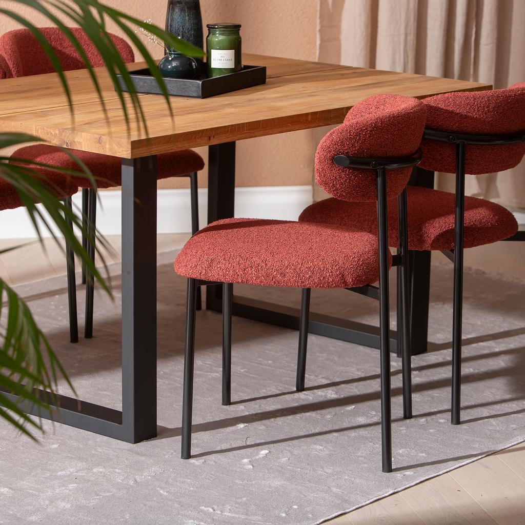 Isla & Bow söögilauakomplekt 140x95 neljale u-jalg, õlitatud tamm / punane