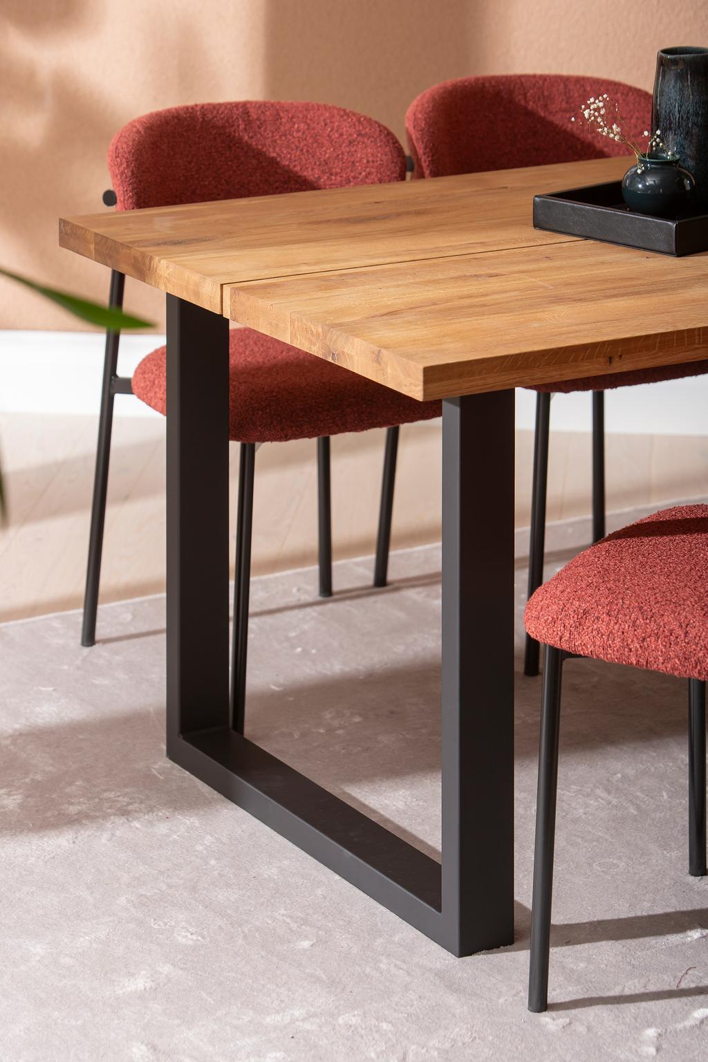 Isla & Bow söögilauakomplekt 140x95 neljale u-jalg, õlitatud tamm / punane