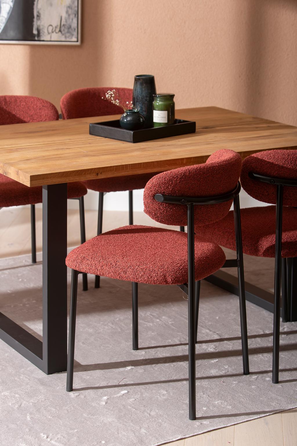 Isla & Bow söögilauakomplekt 140x95 neljale u-jalg, õlitatud tamm / punane