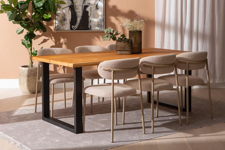 Isla & Bow söögilauakomplekt 190x95 kuuele u-jalg, õlitatud tamm / khaki