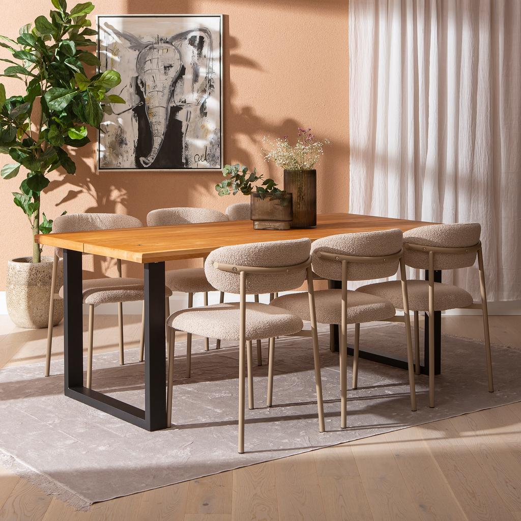 Isla & Bow söögilauakomplekt 190x95 kuuele u-jalg, õlitatud tamm / khaki