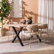 Pisipilt: Estelle & Bow söögilauakomplekt 140x95 neljale x-jalg, whitewash tamm / khaki