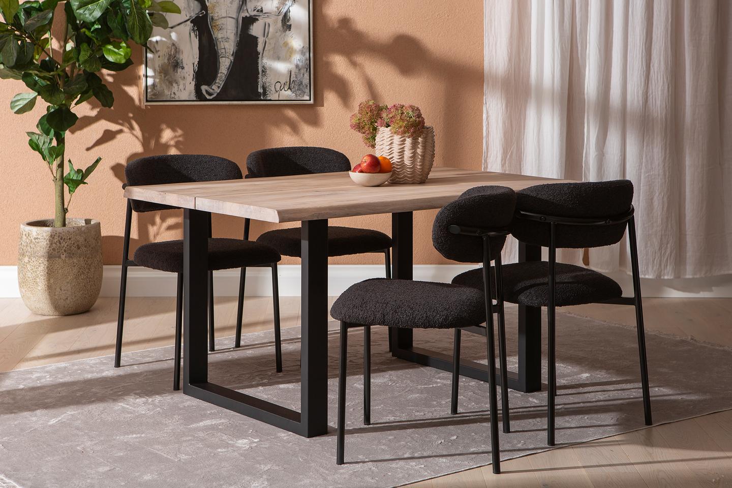 Estelle & Bow söögilauakomplekt 140x95 neljale u-jalg, whitewash tamm / must