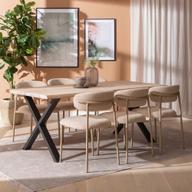 Pisipilt: Estelle & Bow söögilauakomplekt 190x95 kuuele x-jalg, whitewash tamm / khaki
