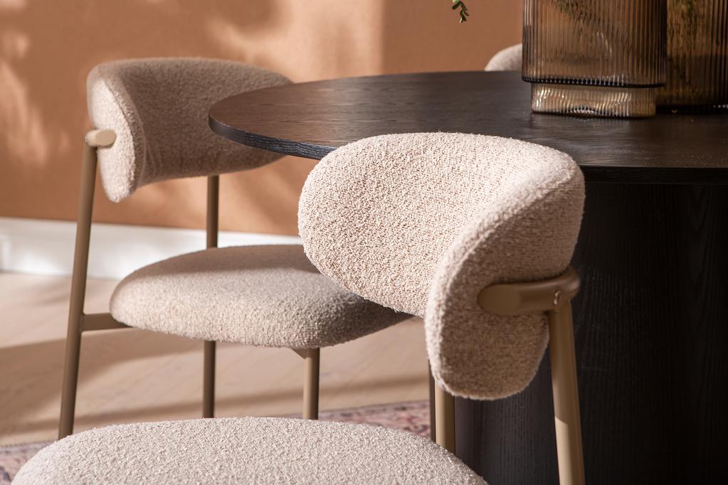 Rotondo & Bow söögilauakomplekt ümar 120cm neljale, must saarni / khaki