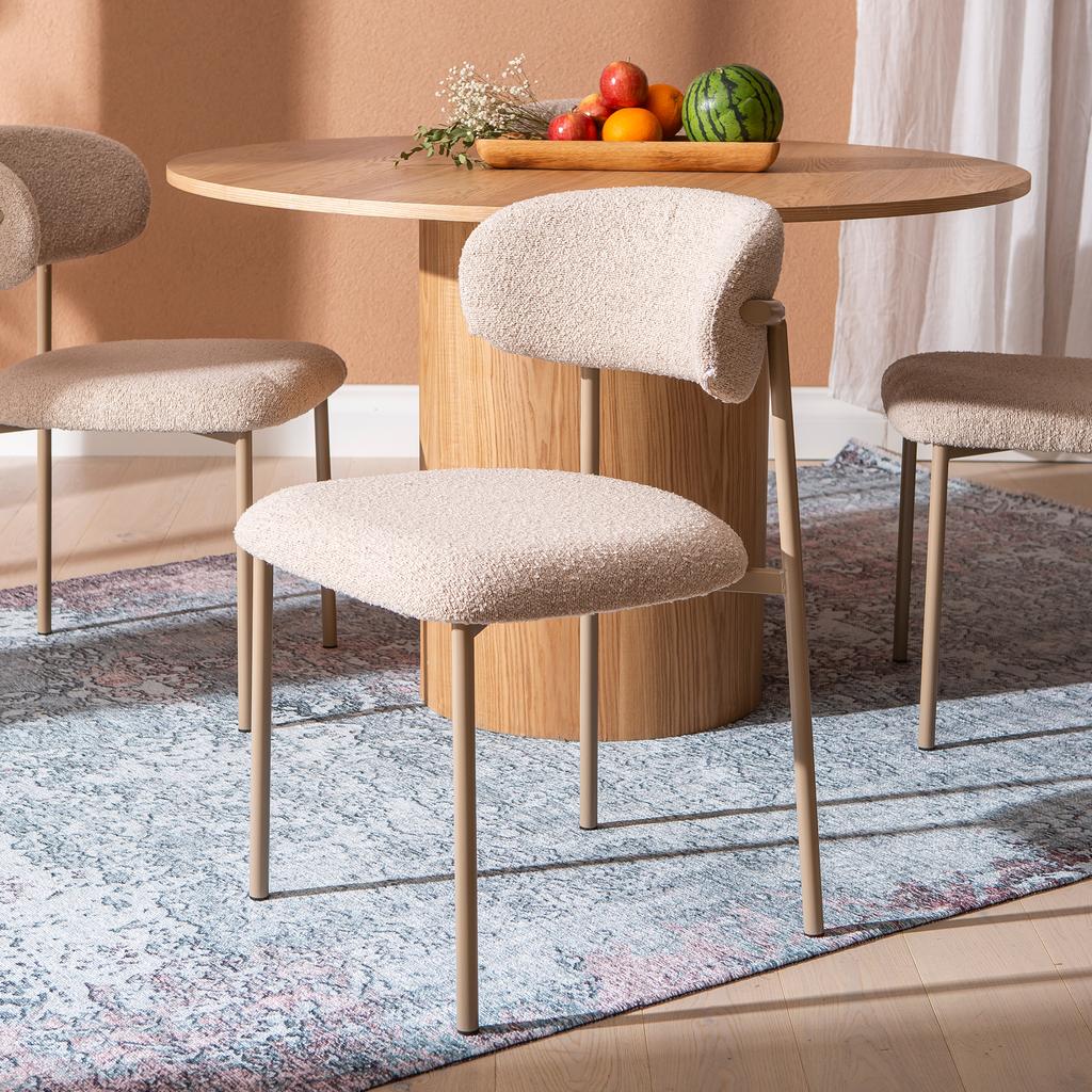 Rotondo & Bow söögilauakomplekt ümar 120cm neljale, natural saarni / khaki