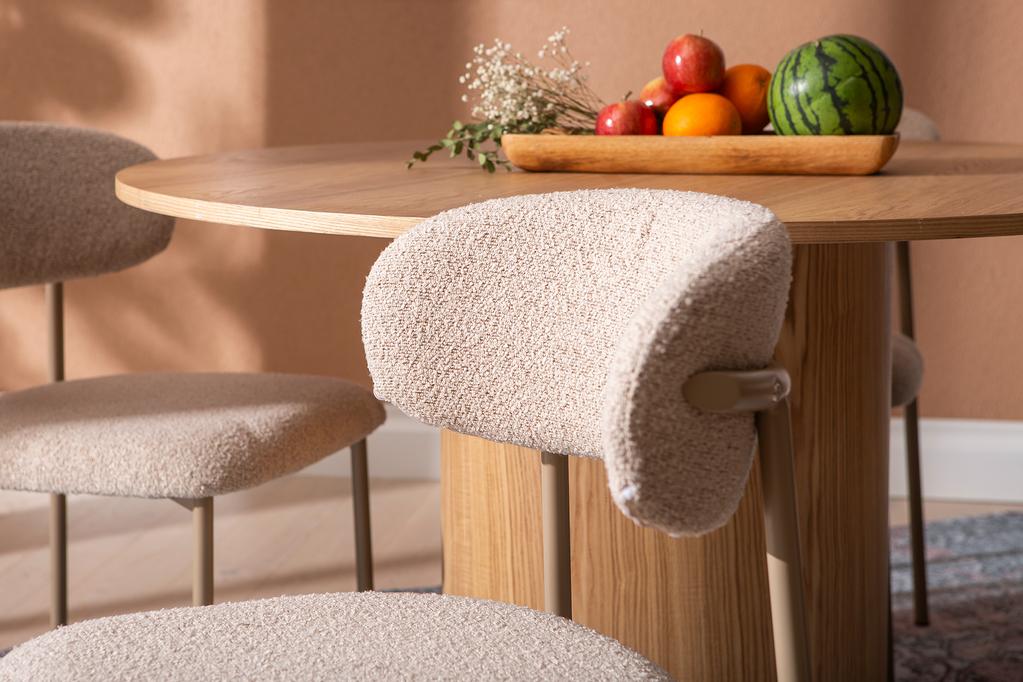 Rotondo & Bow söögilauakomplekt ümar 120cm neljale, natural saarni / khaki