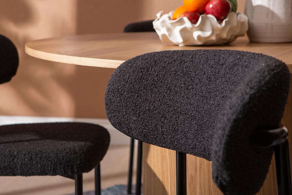 Rotondo & Bow söögilauakomplekt ümar 120cm neljale, natural saarni / must