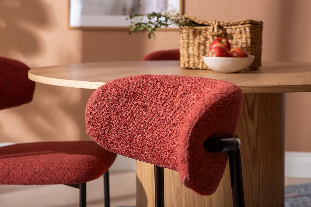 Rotondo & Bow söögilauakomplekt ümar 120cm neljale, natural saarni / punane