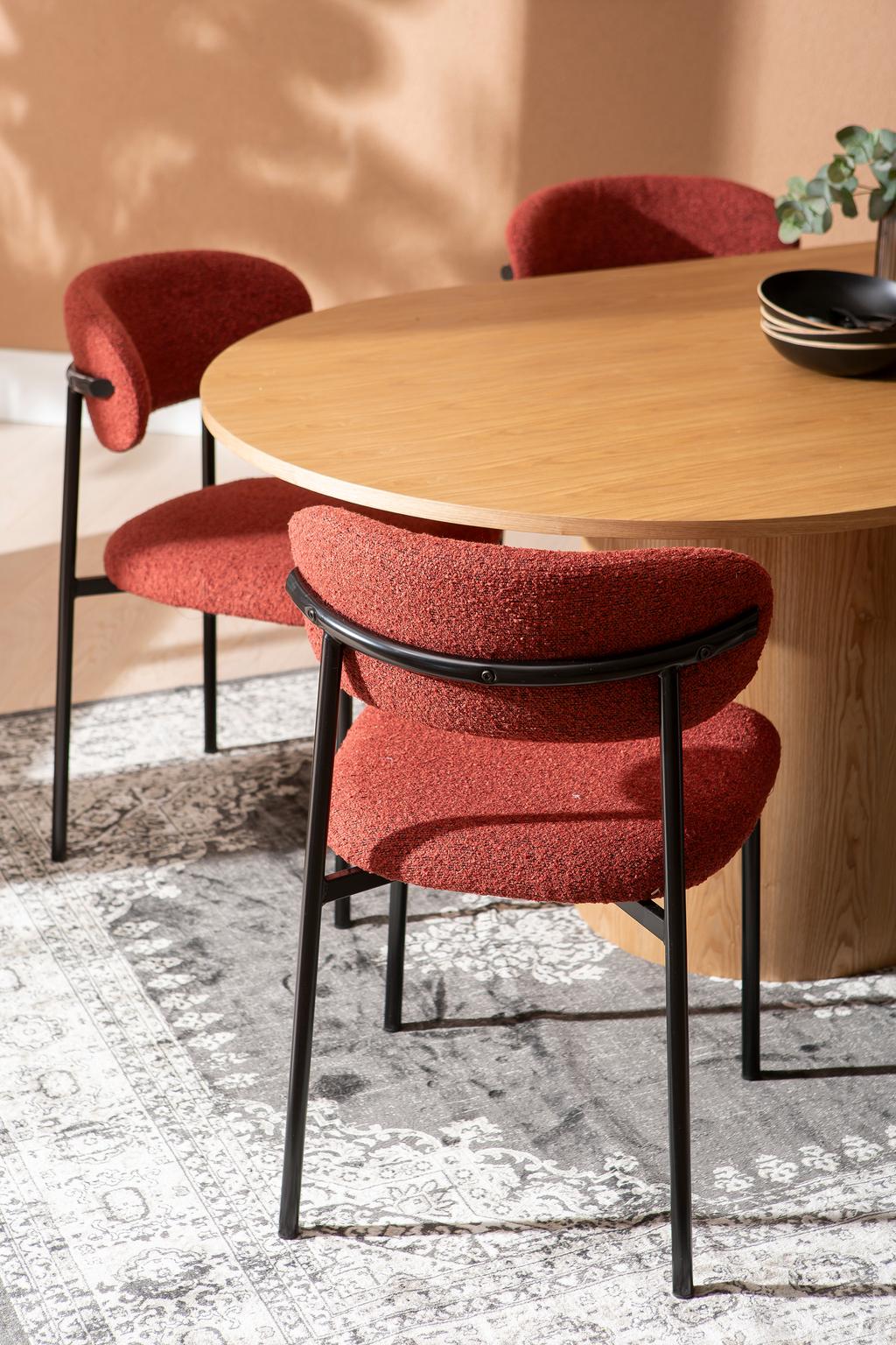 Rotondo & Bow söögilauakomplekt ovaalne 200x110cm kuuele, saarespoon/tamm/punane