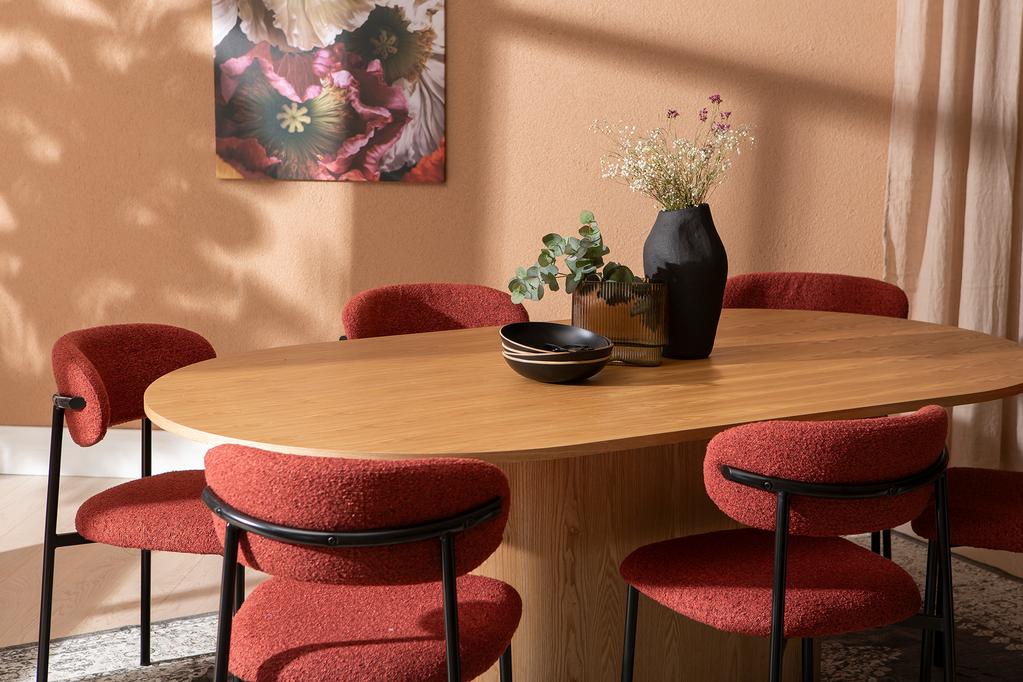 Rotondo & Bow söögilauakomplekt ovaalne 200x110cm kuuele, saarespoon/tamm/punane