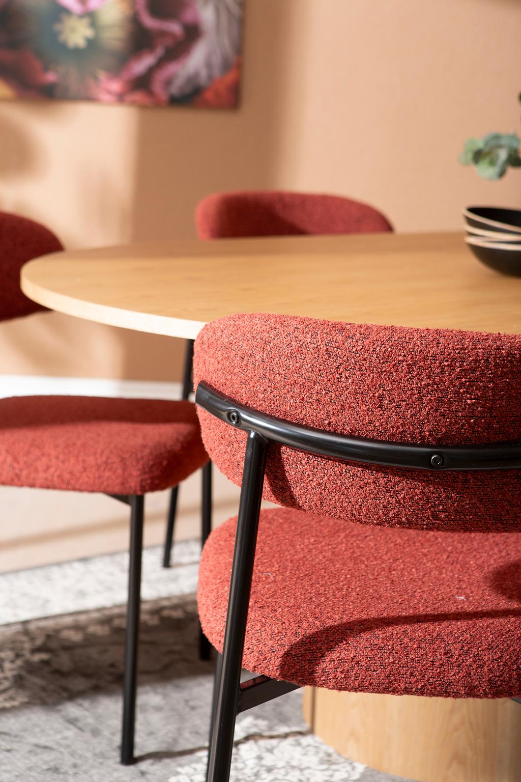 Rotondo & Bow söögilauakomplekt ovaalne 200x110cm kuuele, saarespoon/tamm/punane