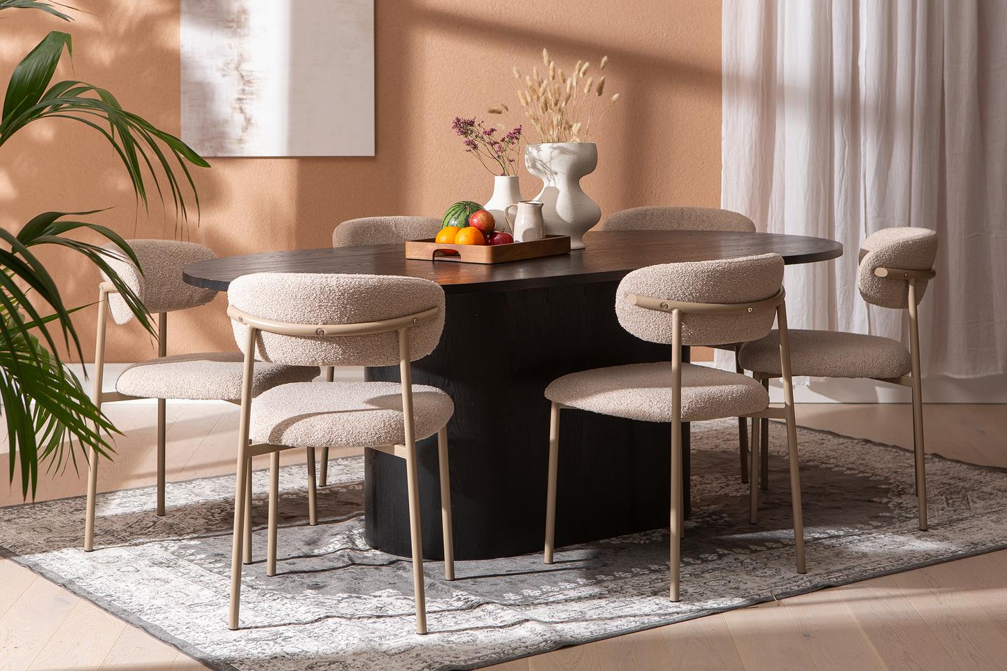 Rotondo & Bow söögilauakomplekt ovaalne 200x100cm kuuele, must saarespoon/tamm/khaki