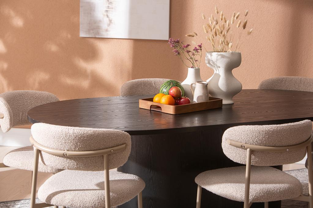 Rotondo & Bow söögilauakomplekt ovaalne 200x100cm kuuele, must saarespoon/tamm/khaki