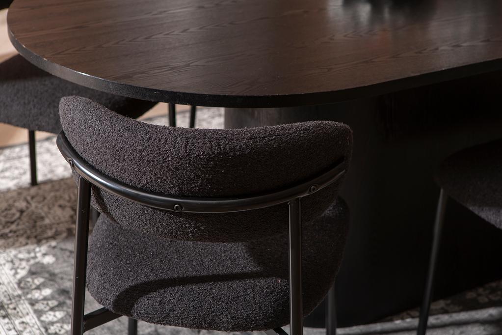 Rotondo & Bow söögilauakomplekt ovaalne 200x100cm kuuele, must saarespoon/tamm/must