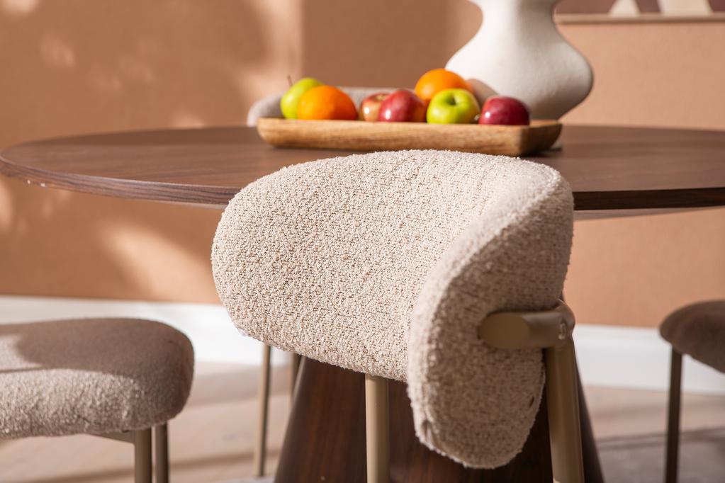 Islet & Bow söögilauakomplekt ümar 120cm neljale, pähkel / khaki