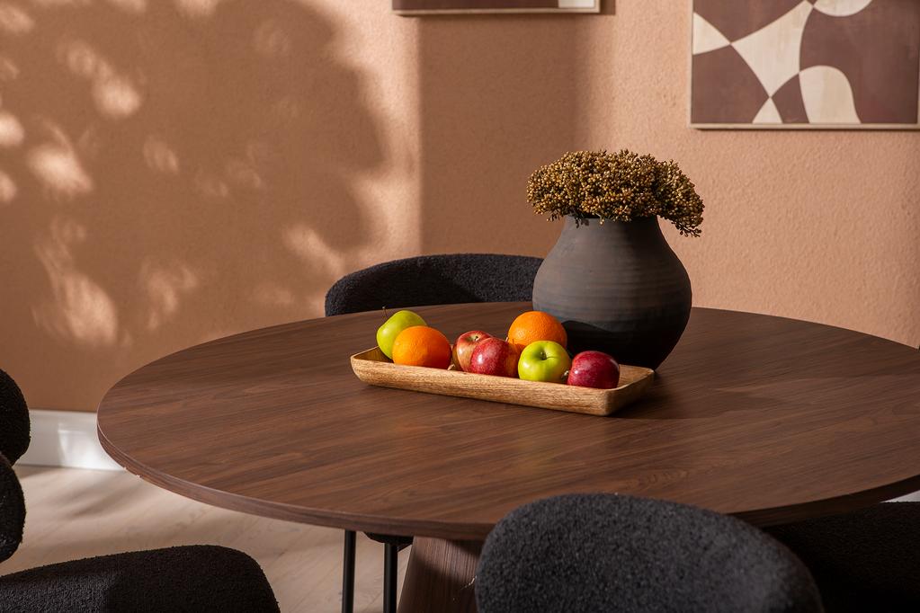 Islet & Bow söögilauakomplekt ümar 120cm neljale, pähkel / must