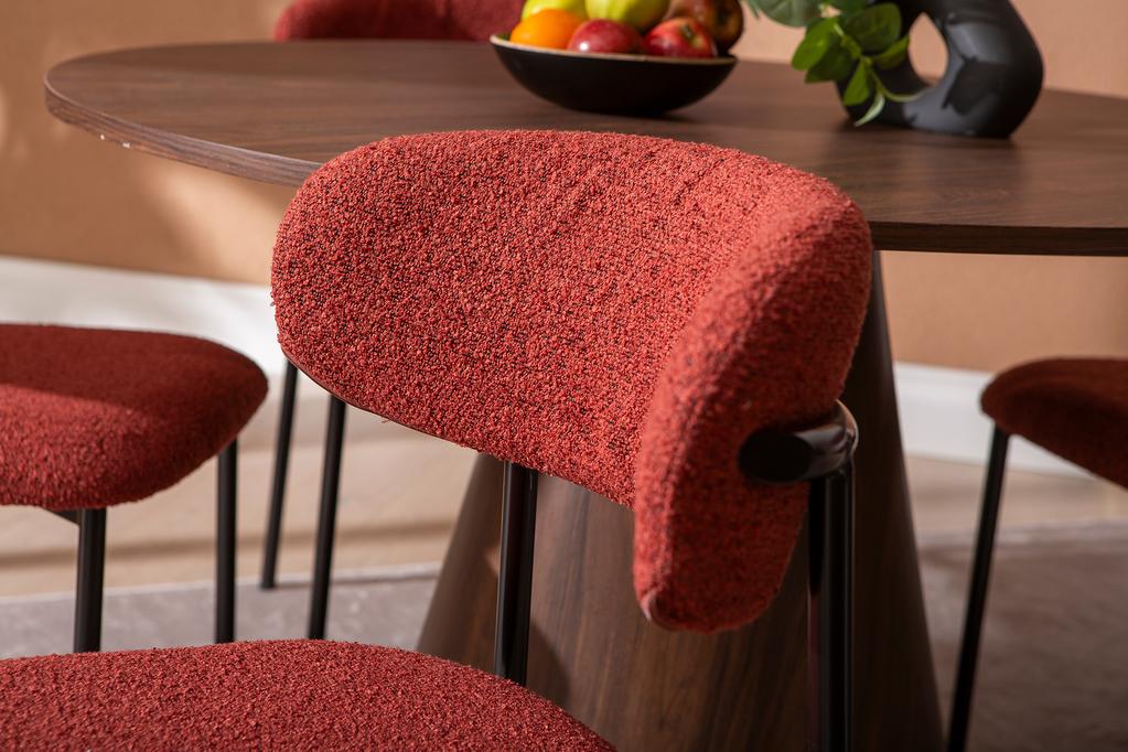 Islet & Bow söögilauakomplekt ümar 120cm neljale, pähkel / punane