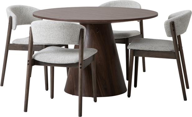 Islet & Niela ümar söögilauakomplekt neljale, smoked-tamm