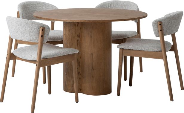 Olivia & Niela ümar söögilauakomplekt neljale, natural tamm