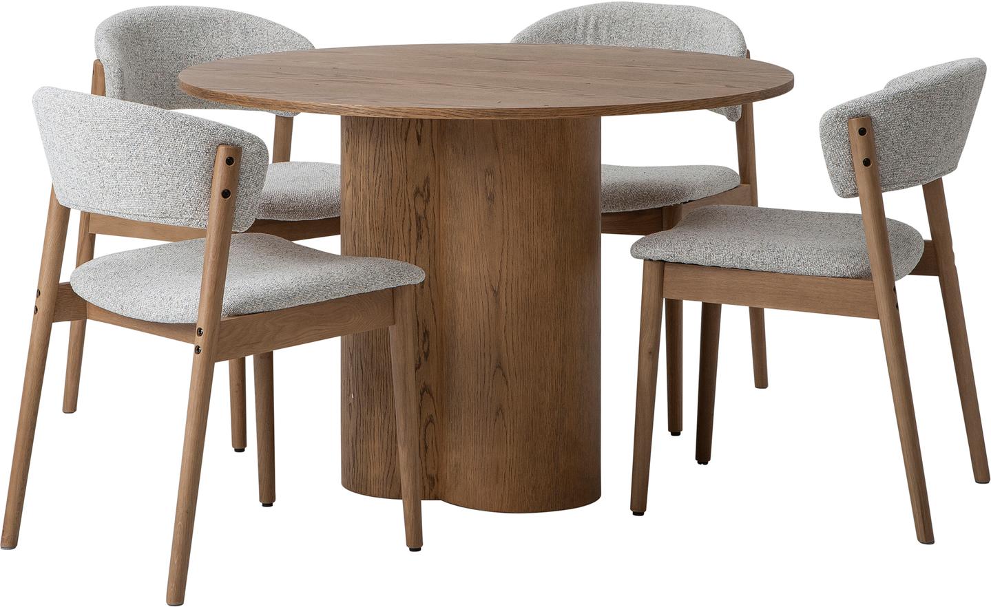 Olivia & Niela ümar söögilauakomplekt neljale, natural tamm